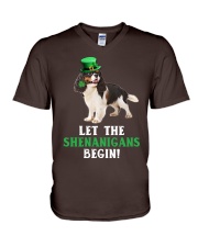 Cavalier king let the shenanigans begins dog mom V-Neck T-Shirt tile
