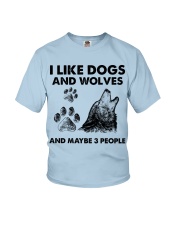 Wolf and dog three people wolf lover dog mom Youth T-Shirt tile