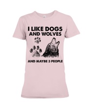 Wolf and dog three people wolf lover dog mom Premium Fit Ladies Tee tile