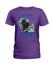 Black cat i need you cat lover cat mom Ladies T-Shirt tile