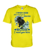 Black cat i need you cat lover cat mom V-Neck T-Shirt tile