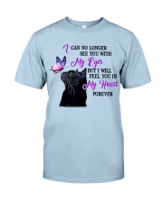 Black cat feel you in my heart gift for cat mom Classic T-Shirt tile