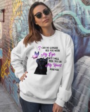 Black cat feel you in my heart gift for cat mom Crewneck Sweatshirt lifestyle-unisex-sweatshirt-front-3