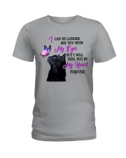Black cat feel you in my heart gift for cat mom Ladies T-Shirt tile