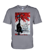 Cat they walk beside us V-Neck T-Shirt tile
