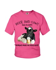 Cow And Beer make me happy Gift for you Youth T-Shirt tile