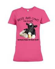 Cow And Beer make me happy Gift for you Premium Fit Ladies Tee tile