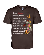 Nana when you are missing us person personalized V-Neck T-Shirt tile