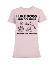 Dolphin and dog three people 251 Premium Fit Ladies Tee tile