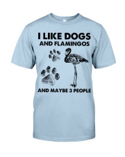 Flamingo and dog three people bird lover Classic T-Shirt tile