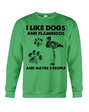 Flamingo and dog three people bird lover Crewneck Sweatshirt tile
