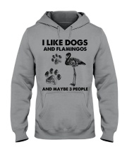 Flamingo and dog three people bird lover Hooded Sweatshirt tile