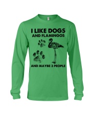 Flamingo and dog three people bird lover Long Sleeve Tee tile