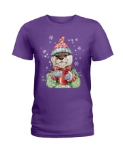 Otter warm winter christmas gift for otter lover Ladies T-Shirt tile