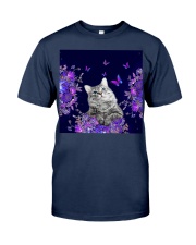 Cat flowers lavenders cat lovers Classic T-Shirt tile