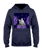 Cat flowers lavenders cat lovers Hooded Sweatshirt tile