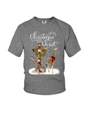 Giraffe Christmas begins gift for giraffe lovers Youth T-Shirt tile