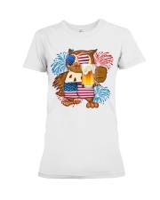Owl america cheer owl lovers Premium Fit Ladies Tee tile