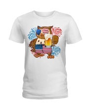 Owl america cheer owl lovers Ladies T-Shirt tile