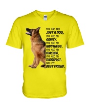 German shepherd my best friend gift for dog mom V-Neck T-Shirt tile