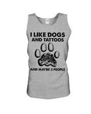 Tattoo and dog three people Unisex Tank tile