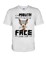 Llama if my mouth llama lovers V-Neck T-Shirt tile