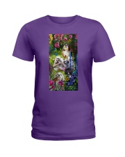 Shih tzu roses shih tzu lover dog mom Ladies T-Shirt tile