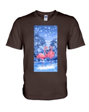 ln flamingo winter sky phone case V-Neck T-Shirt tile