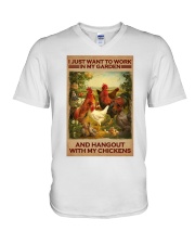 Chickens my garden chicken lovers V-Neck T-Shirt tile