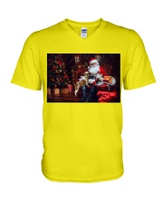 Shih tzu and Santa Christmas gift pine dog lover V-Neck T-Shirt tile
