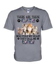 Cat they call me mom cat lovers cat moms V-Neck T-Shirt tile