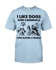Cardinal and dog three people bird lover dog mom Classic T-Shirt tile