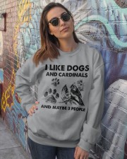 Cardinal and dog three people bird lover dog mom Crewneck Sweatshirt lifestyle-unisex-sweatshirt-front-3