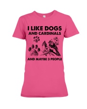 Cardinal and dog three people bird lover dog mom Premium Fit Ladies Tee tile