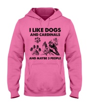 Cardinal and dog three people bird lover dog mom Hooded Sweatshirt tile
