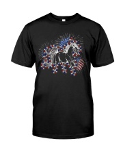 Horse flag fireworks horse lovers Classic T-Shirt front