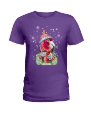 Flamingo warm winter christmas bird lover Ladies T-Shirt tile