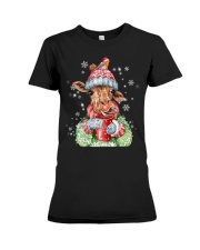 Giraffe warm winter christmas giraffe lover Premium Fit Ladies Tee tile