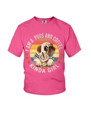 Pug and Coffee Kinda girl Gift for you Youth T-Shirt tile