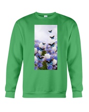 Butterfly white and blue flowers insect bug lover Crewneck Sweatshirt tile