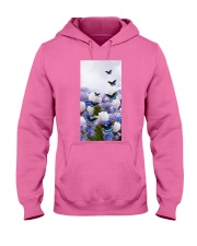 Butterfly white and blue flowers insect bug lover Hooded Sweatshirt tile