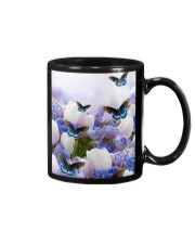 Butterfly white and blue flowers insect bug lover Mug tile