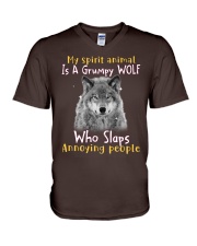 Wolf annoying people wolf lovers V-Neck T-Shirt tile