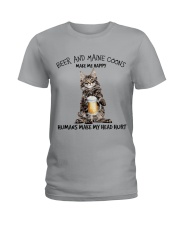 Maine Coons And Beer make me happy Gift for you Ladies T-Shirt tile
