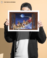 German shepherds pulling Christmas sleigh - for German shepherd lover 17x11 Poster aos-poster-landscape-17x11-lifestyle-35a