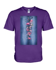 Flamingo flowers leggings V-Neck T-Shirt tile