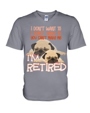 Pug I'm Retired V-Neck T-Shirt tile