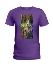 Corgi roses corgi lover dog mom Ladies T-Shirt tile