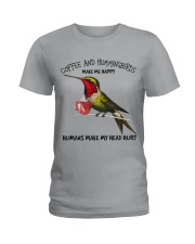 Hummingbird And Coffee make me happy Gift for you Ladies T-Shirt tile