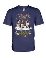 Boston Terrier believe gift for dog lovers V-Neck T-Shirt tile